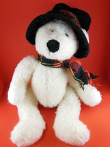 Russ Berrie Christmas Teddy Bear Plush named Topper with hat 14 inches V... - £12.50 GBP