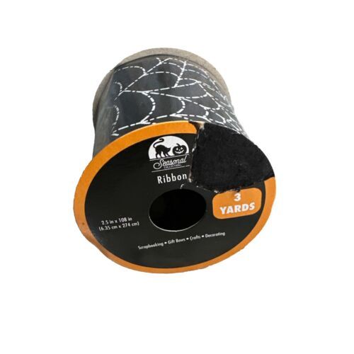 Wired Ribbon~Black Spider Mash Sequin~2.5&quot;~Wavy~Christmas~Holiday~Wreath... - $11.76
