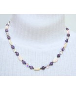 Judy Strobel Purple River-stone, Shell &amp; Cut Glass Necklace - £15.69 GBP