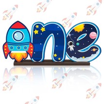 Rocket One Letter Sign Wooden Table Centerpieces Spaceship Rocket Theme ... - $18.99