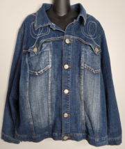 Ashley Stewart Vintage Denim Jacket 26W Boho Rodeo Western Jean Button W... - £35.37 GBP