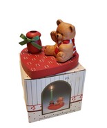 Teddy Bear Candle Holder Figurine on Red Heart Base in Orig Box 1988 Han... - £9.38 GBP