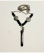 Vintage Costume Handmade Necklace Polished Stone 11&quot; B65 - $392.88 MXN