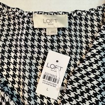Loft Outlet Womens Black White Houndstooth Ruffle Blouse, Size L NWT - £20.77 GBP