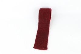 Vintage 60s Mohair Wool Knit Skinny Square Neck Tie Dress Tie Heathered Red - £30.82 GBP