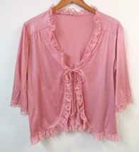 VTG Texsheem Lingerie WM Sleep Jacket Pink Tie Closure Lace Trim Short S... - £14.95 GBP