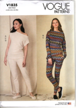 Vogue V1835 Misses XS to XXL Lounge Top, Pants and Slippers Sewing Patte... - $23.11