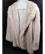 Ladies Genuine 28&quot; Almond Color Fur Coat Ann Swanson Embroidered Silk Li... - $461.17 CAD