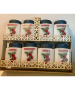 Vintage Tipp City 8 Pc Cherries Spice Shaker Set beehive Turquoise Lids ... - $204.43 CAD