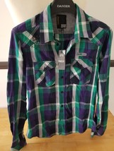 Jack &amp; Jones Tight Fit Nuclear Shirt Plaid Green Blue, Size M - £41.28 GBP