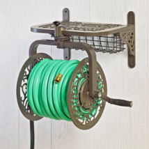 RETRACTABLE GARDEN WATER HOSE REEL HOLDER WALL MOUNT HANGING SPOOL HEAVY... - £138.15 GBP