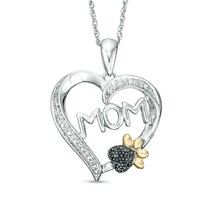 0.2CT Moissanite Mom with Paw Print Heart Pendant Necklace 14K White Gold Plated - £66.48 GBP
