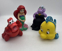 Disney Little Mermaid Bath Beach Toys Set of 4 Ariel Ursula Flounder &amp; Sebastian - £13.66 GBP