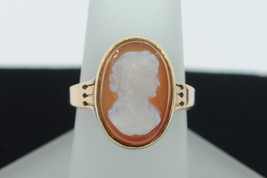 Art Nouveau (ca. 1895) 14K Yellow Rose Gold Hardstone Agate Cameo Ring (... - $585.00