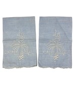 Vintage Set of 2 Blue Embroidered Cotton Tea Towels - $9.90