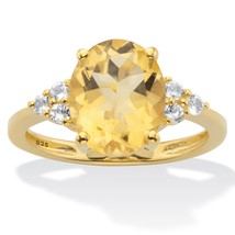 PalmBeach Jewelry 14k Two Tone Gold-Plated Silver Citrine and White Topaz Ring - £72.15 GBP