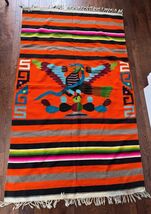 Vintage Mexican Latin American Aztec Mayan Blanket Wool Kilim Rug 4&#39;3 x 6&#39;6 - €137,39 EUR