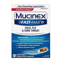 Mucinex Fast-Max Cold Flu &amp; Sore Throat Liquid Gels Exp:  2026+ - $11.87
