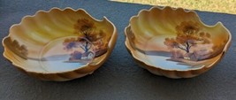 Set of 2 HTF Noritake China Tree in the Meadow 7.75&quot; SHELL Nut Bowls Fruit  - £95.00 GBP