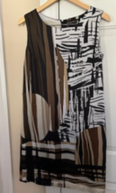 Women&#39;s Sleeveless Brown Multicolor Dress Dana Buchman Size 6 Zips in Back - £29.10 GBP