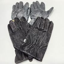 Perrin Paris Men&#39;s Black Leather Gloves Wrist Length Lined Lot of 2 M/L Fit - £30.42 GBP