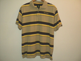 John Deere Polo Shirt Men&#39;s Size Large Brown, Tan, Yellow Short Sleeves - £11.63 GBP