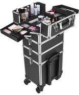 4 In 1 Makeup Rolling Train Case Aluminum Trolley Professional Cosmetic - $262.99