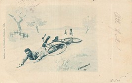 MAN HAS ACCIDENT ON BICYCLE-FAHRRAD-VELO-BICICLETTA~1897 H HILDENBRAND P... - $12.14