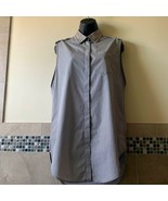 EUC PIERRE BALMAIN Sleeveless Cotton Striped Metal Studded Shirt SZ IT 3... - £124.36 GBP