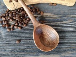 Handmade wooden scoop with a long handle carved from walnut wood Mini ladle - £35.41 GBP