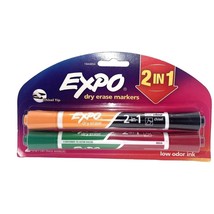 Expo Dry Erase Markers 2PK 2 in 1 Orange Black Green Red - £7.11 GBP