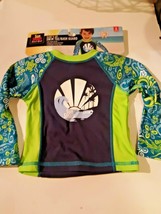 Aqua Leisure Smart Beach Gear Kids Swim Tee Shirt Blue Green Size S18-24 months - $9.79