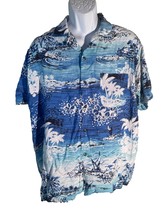 PINEAPPLE CONNECTION Men&#39;s Short Sleeve Button Down Rayon Beach Water Sh... - $8.90