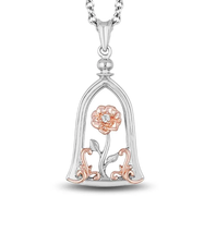 Enchanted Disney 1/10 CTTW Belle Rose Pendant engagement Necklace with chain - £71.18 GBP