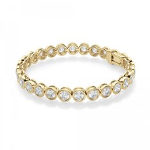 10 Carati Taglio Rotondo Diamanti Finti 14k Oro Giallo Sopra Lunetta Set Tennis - £124.24 GBP