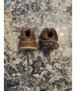 Lot of 2 Vintage Glazed Brown Ceramic Porcelain Electric Power Line Insu... - €13,68 EUR