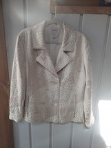 Chicos Women&#39;s Moto Zip Up Jacket Ivory/Gold Accents Chico&#39;s 3 L/XL - $39.60