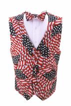 David&#39;s Formal Wear Wavy USA Flag Tuxedo Vest and Bow Tie Size Large - $171.50