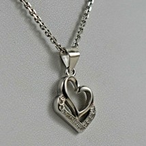 Sterling Silver AD Zirconia Designer Heart Pendant Necklace Women Gift 2273 - £23.03 GBP