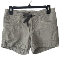 The North Face Gray White Striped Wander Free Comfort Shorts Size 4 Linen Blend - £15.37 GBP