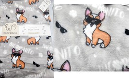 Corgi Dog Plush Throw Blanket Baxter &amp; Bella &quot;Incorgnito&quot; Cozy Fleece 60x70&quot; New - £35.94 GBP