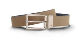 Mens reversible belt vegan nubuck square silver buckle casual fashion el... - $53.33