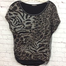 Vanilla Sugar Women&#39;s Black Leopard Print Drop Shoulder Blouse mesh Shirt Medium - £12.03 GBP