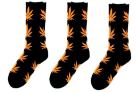 NEW (3-PACK) Weed Socks BLACK and GOLD Marijuana pot 420 ganja leaf rasta  - £21.57 GBP