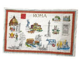 Vintage Tea Towel ROME Italy Cotton Italian ROMA 21&quot; x 33&quot; - $18.50