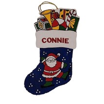 Connie Personalized Name Wood Christmas Stocking Ornament Santa - £6.10 GBP