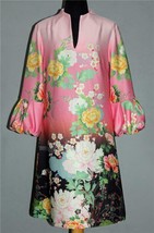 New York Co. Bright Floral Balloon Puff Cuffs Funnel Collar Dress Wm&#39;s M NWT $69 - £34.36 GBP