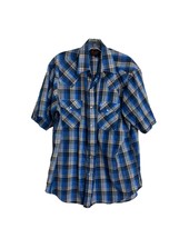 Vintage Plains Western Wear Pearl Snap Shirt Mens Size Large Blue Plaid - £19.35 GBP