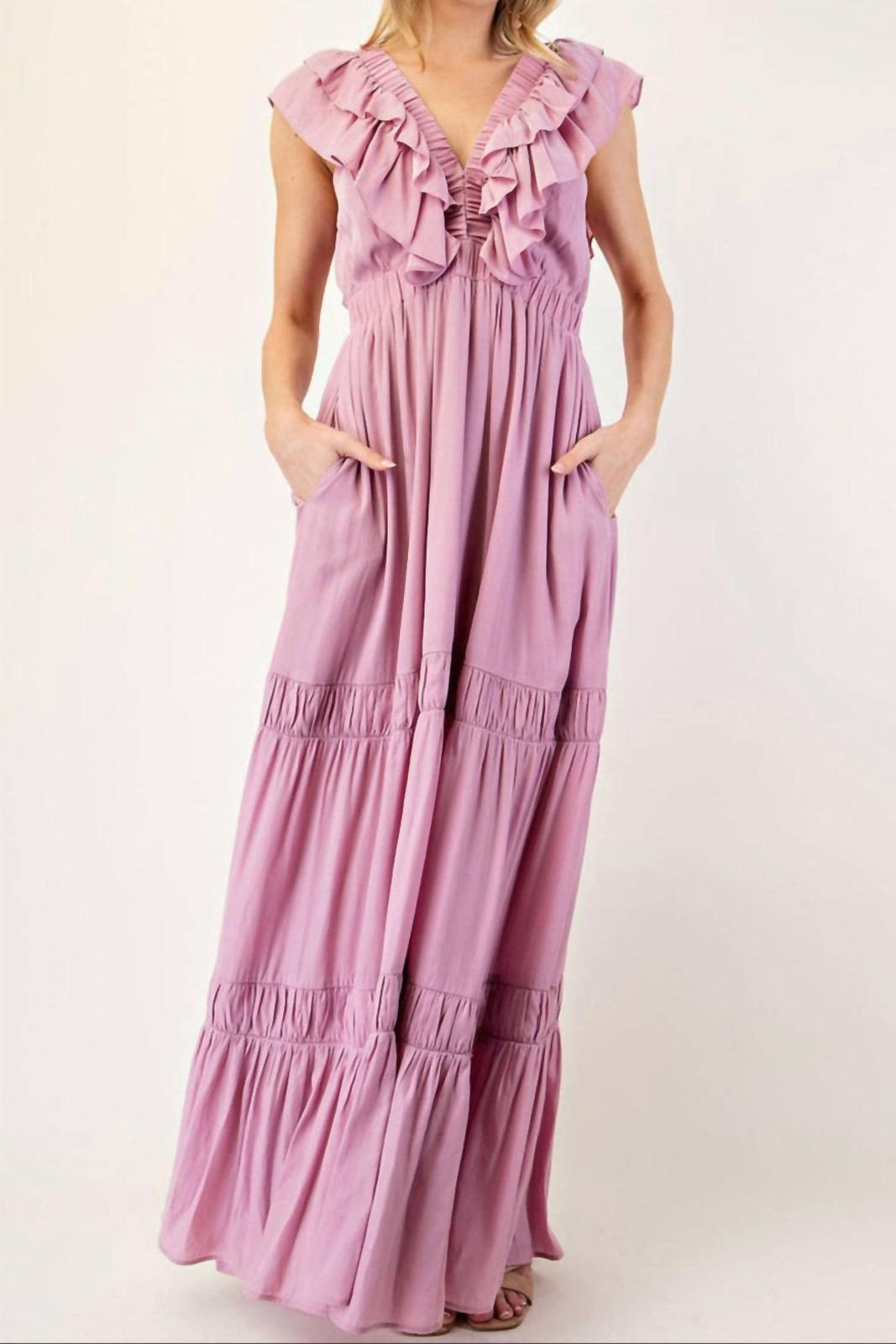 Ee:some Rose Ruffle Maxi Dress Lilac - $38.00
