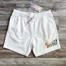 NWT Levi&#39;s Premium Unisex Pride Graphic Sweatshorts Cotton LGBTQ White S... - £31.46 GBP
